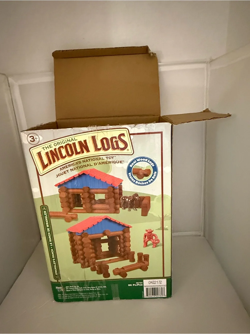 The Original Lincoln Logs Kids Building Set - Brown Logs with Red & Blue Roof